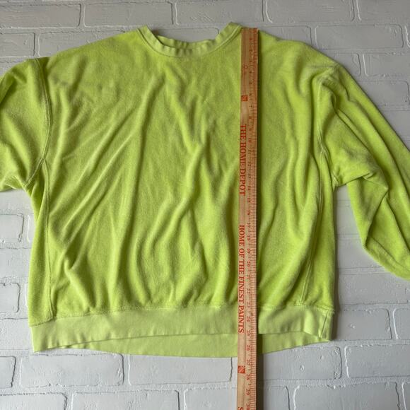 Daily Drills Terry Cloth Crew Neck Lime Green Oversized Sweatshirt sz XS/S - Picture 6 of 6